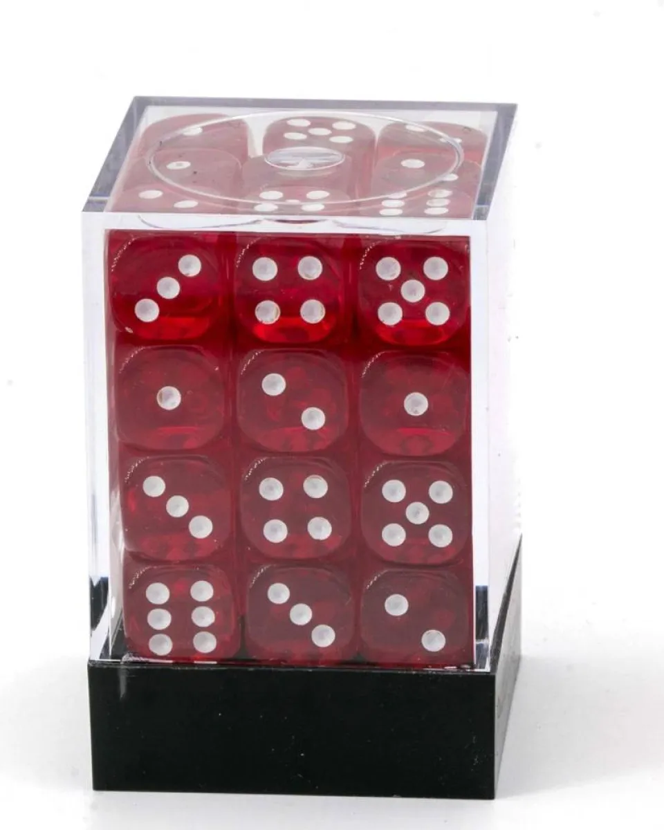 Kockice Chessex - Translucent - Red & White - Dice Block 12mm (36) 