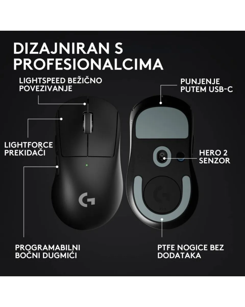 Miš Logitech G PRO X Superlight Wireless v2 DEX - Black 