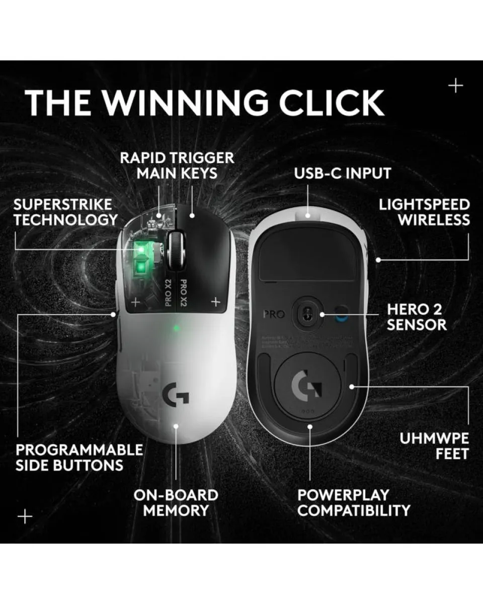 Logitech G PRO X2 SUPERSTRIKE Wireless Miš - Black 