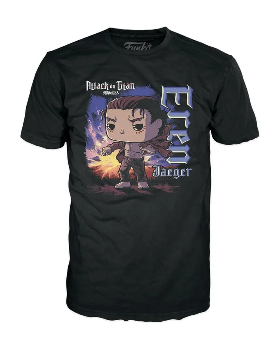 Set Bobble Figure Anime - Attack on Titan Final Season POP!  & Tee - Eren Jaeger With Marks (M) 