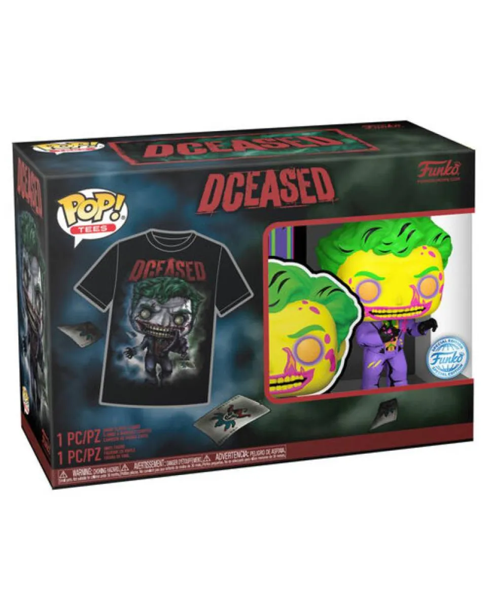 Set Bobble Figure DC - Batman POP! & Tee - The Joker (Blacklight) Special Edition - S 