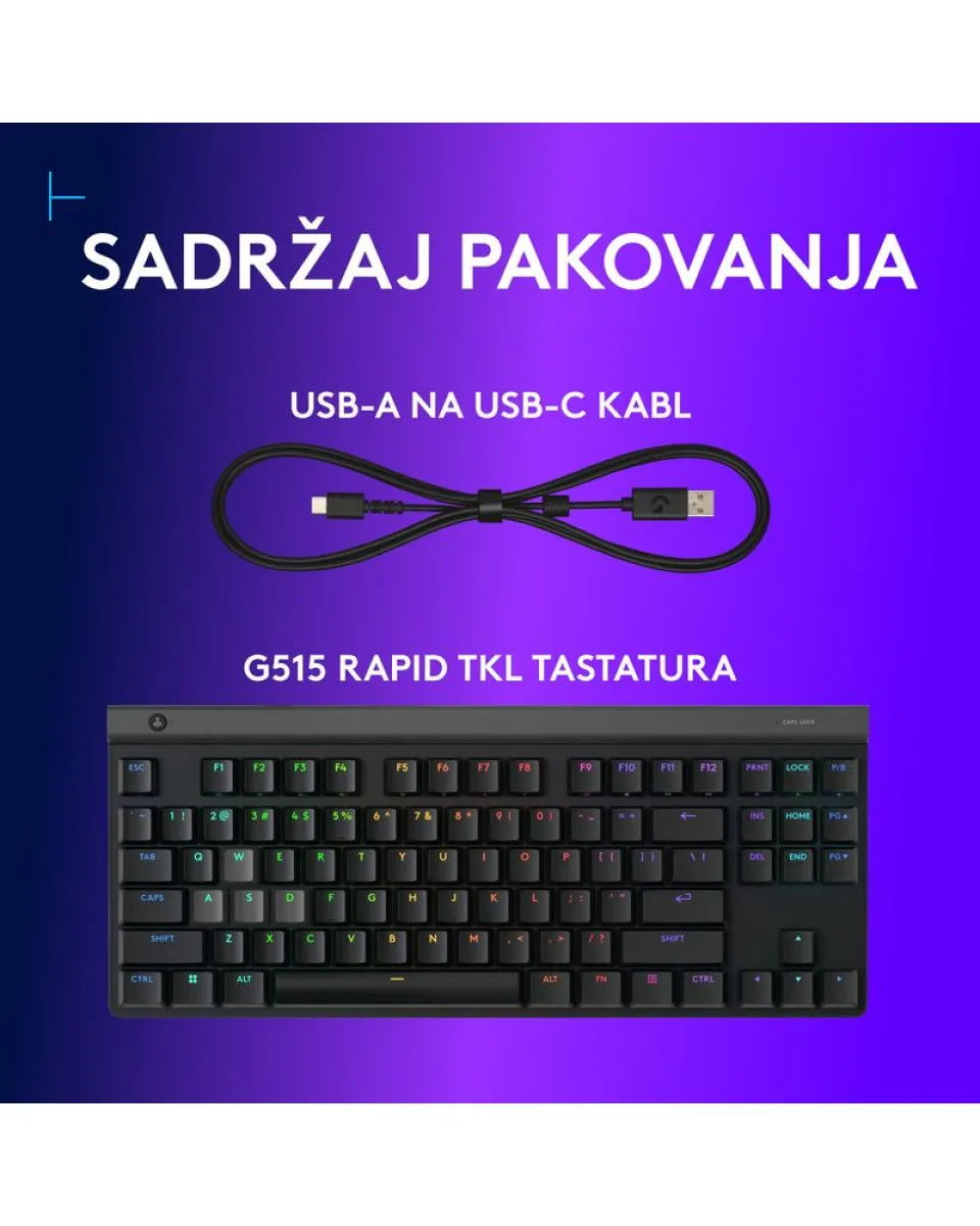 Tastatura Logitech G515 Rapid TKL Black 