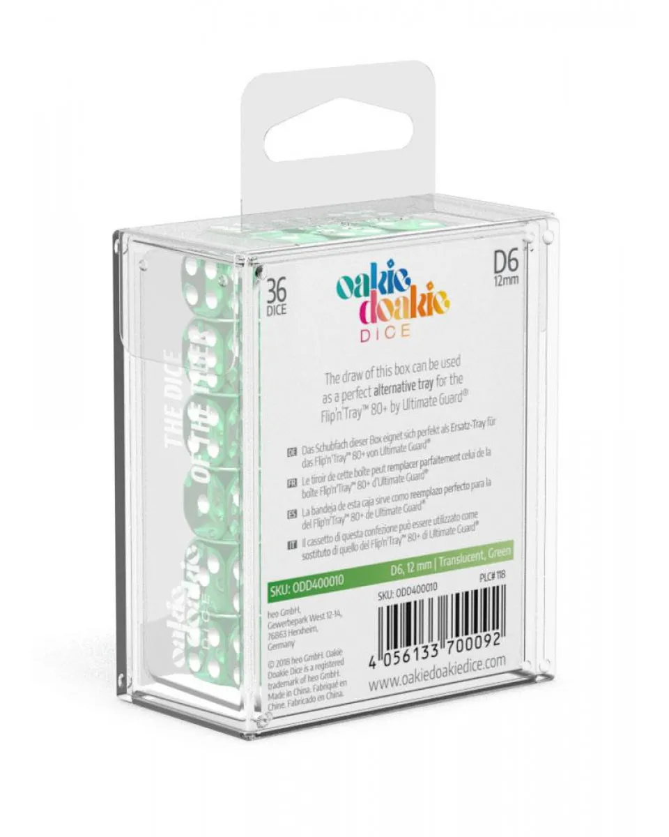 Kockice Oakie Doakie Dice D6 12 mm Translucent - Green (36) 
