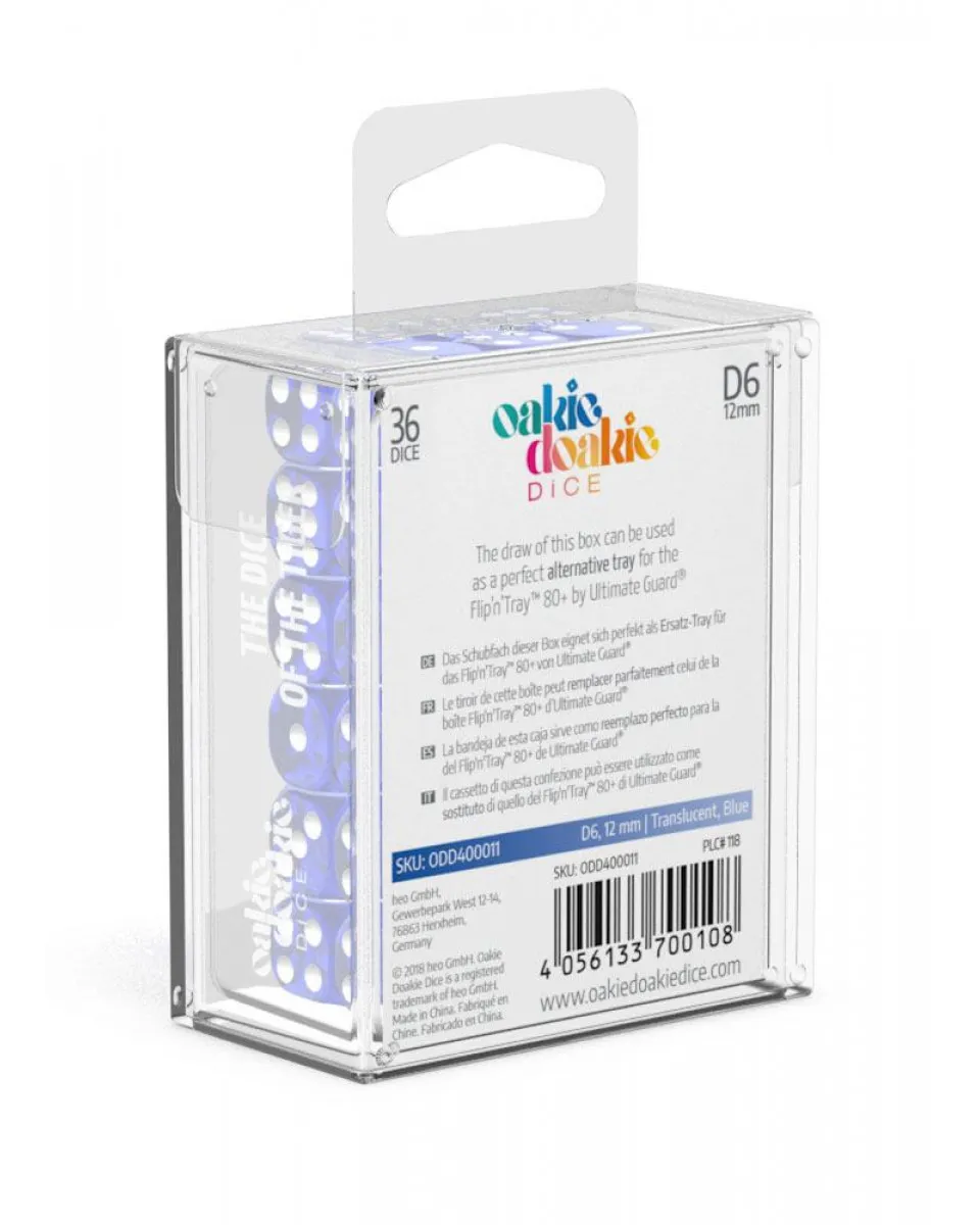 Kockice Oakie Doakie Dice D6 12 mm Translucent - Blue (36) 
