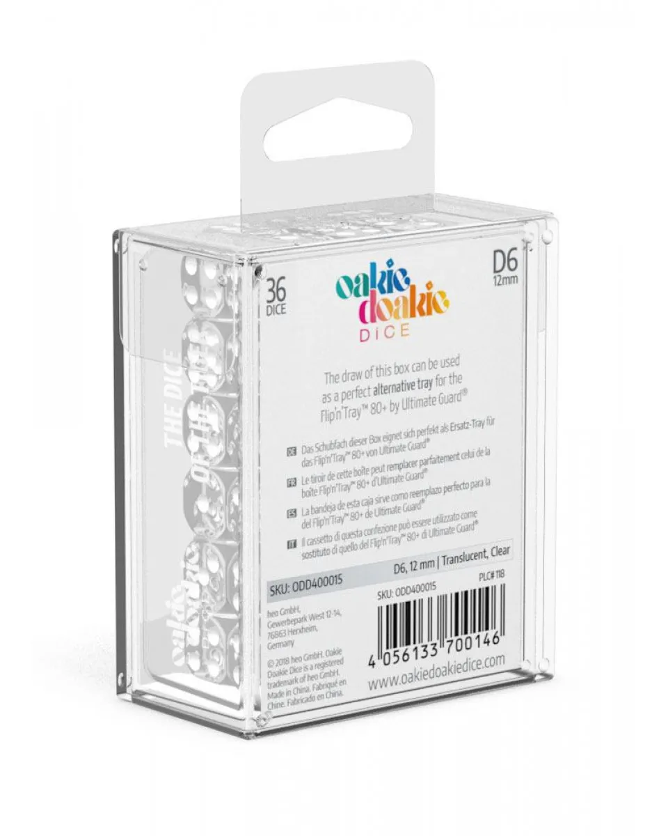 Kockice Oakie Doakie Dice D6 12 mm Translucent - Clear (36) 