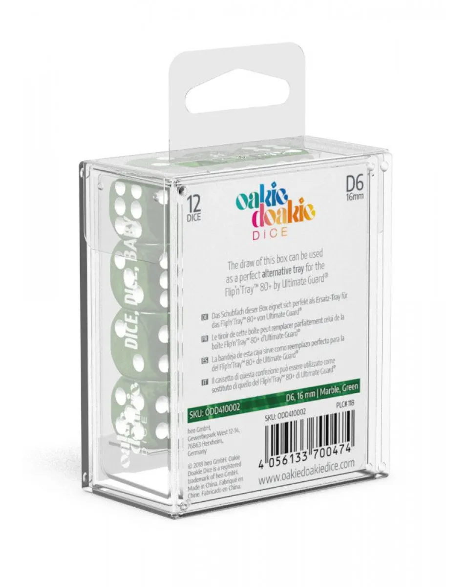 Kockice Oakie Doakie Dice D6 16 mm Marble - Green (12) 