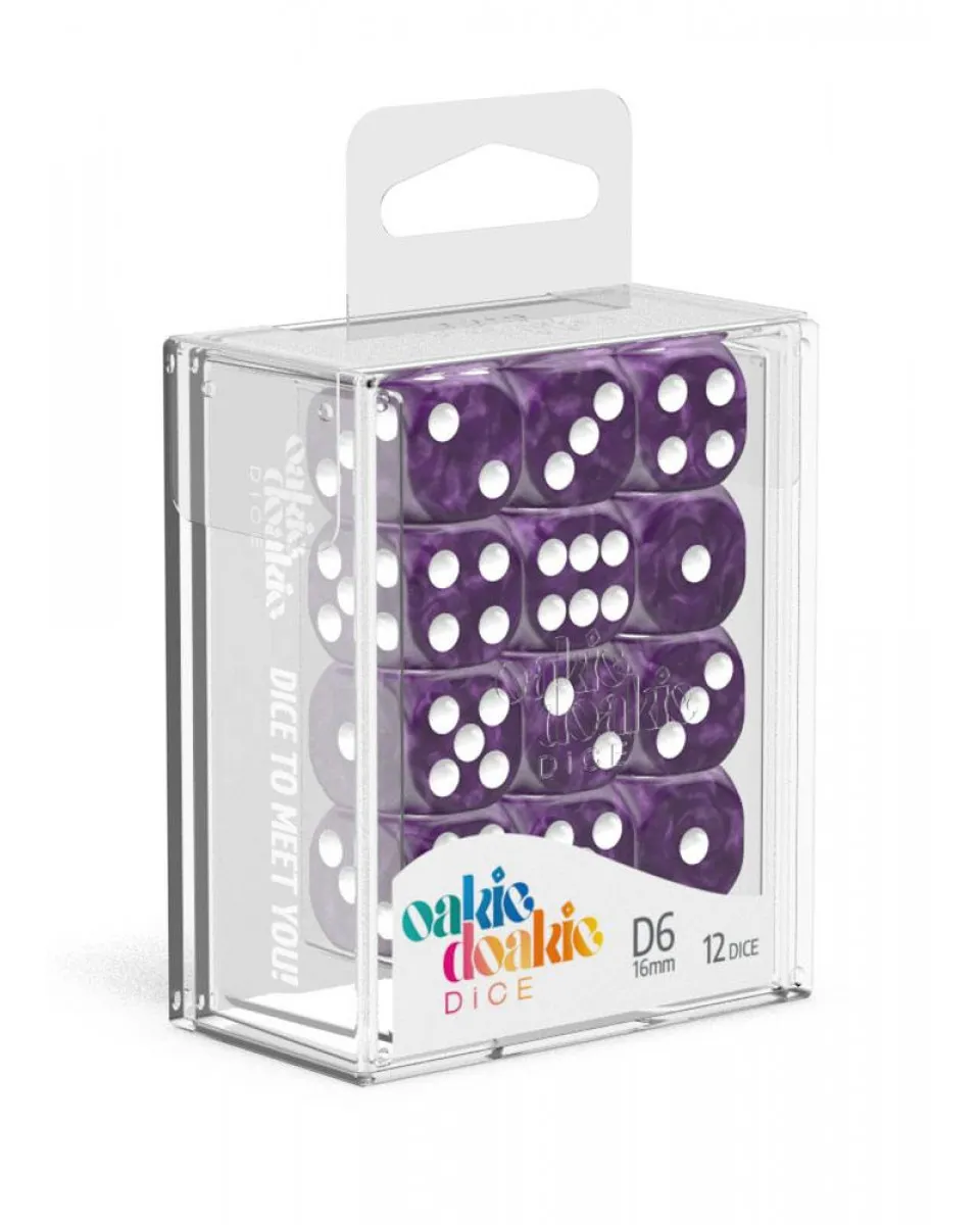 Kockice Oakie Doakie Dice D6 16 mm Marble - Purple (12) 