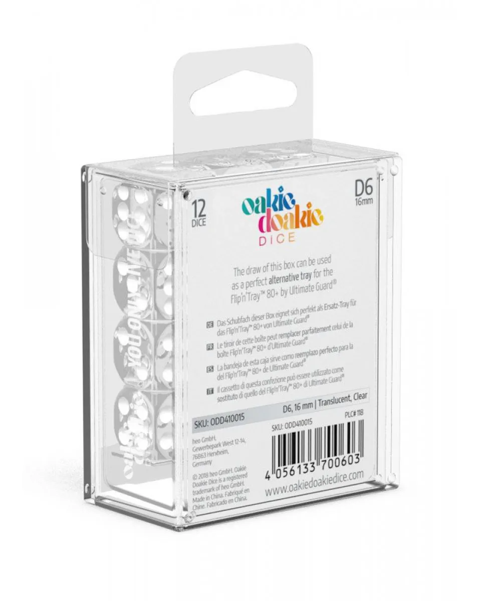 Kockice Oakie Doakie Dice D6 16 mm Translucent - Clear (12) 