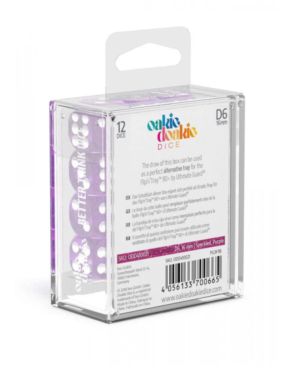 Kockice Oakie Doakie Dice D6 16 mm Speckled - Purple (12) 
