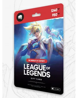 Riot Points Pin Code 1240 RP / 950 VP League of Legends / Valorant