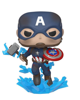 Bobble Figure Marvel Avengers Endgame POP! - Captain America with Broken Shield & Mjolnir 