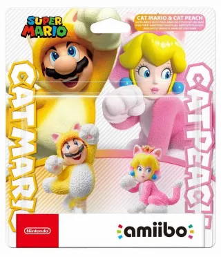 Amiibo Super Mario Cat Mario & Cat Peach Double Pack 