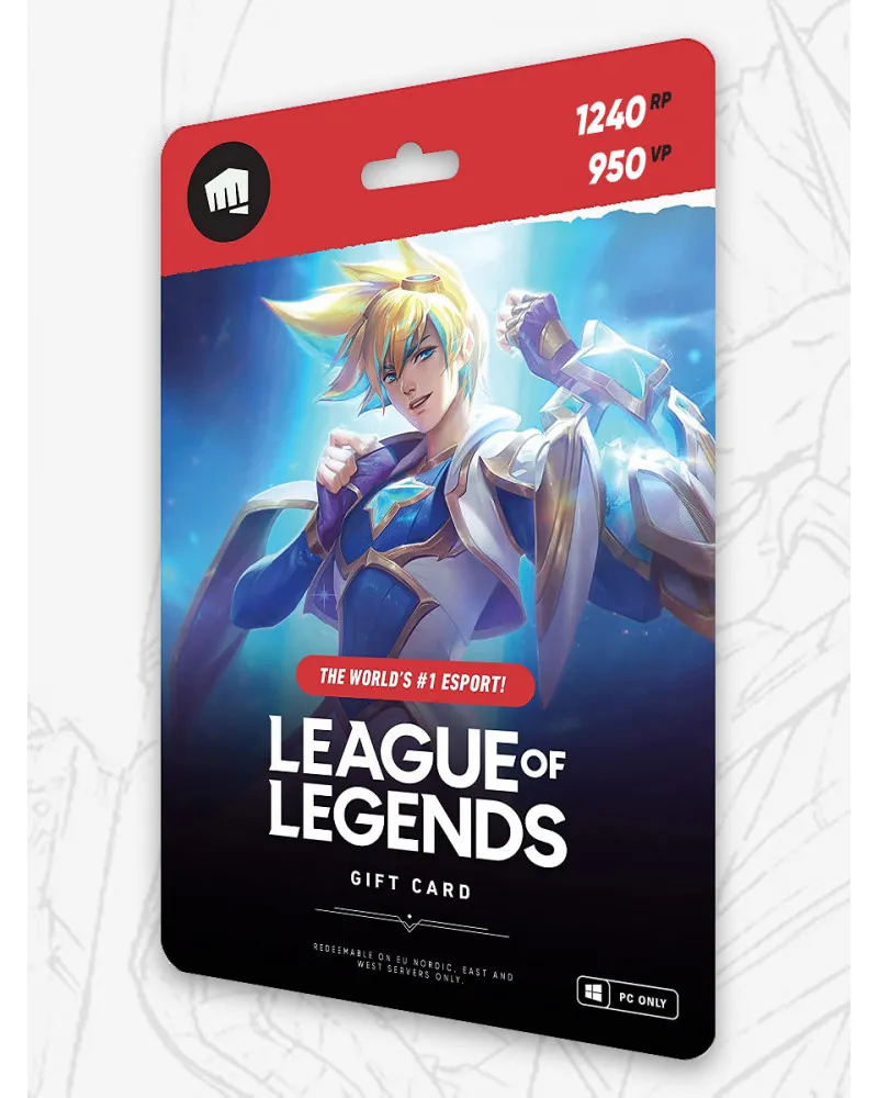 Riot Points Pin Code 1240 RP / 950 VP League of Legends / Valorant 