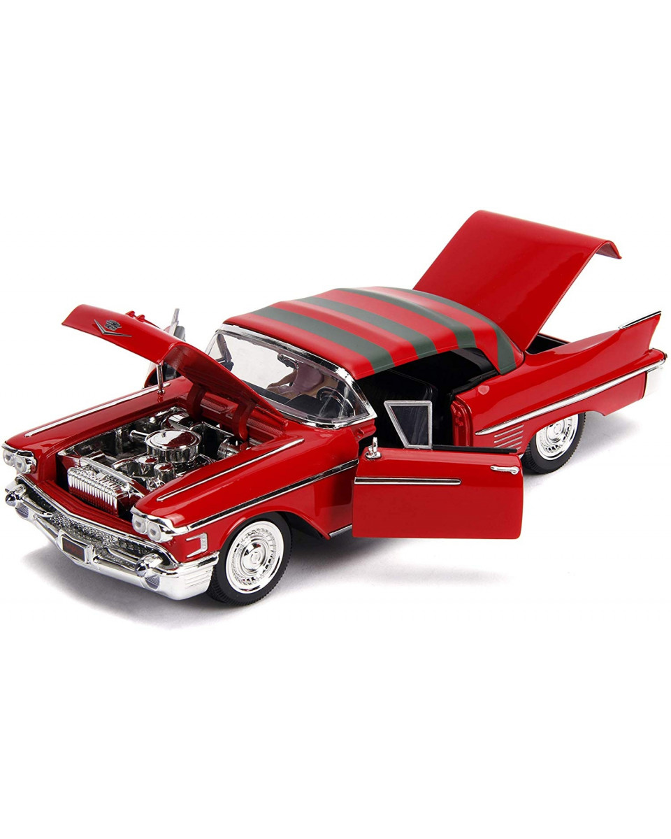 Model Car American Horror Rides - Nightmare on Elm Street Diecast Model 1/24 - 1958 Cadillac with Figure 