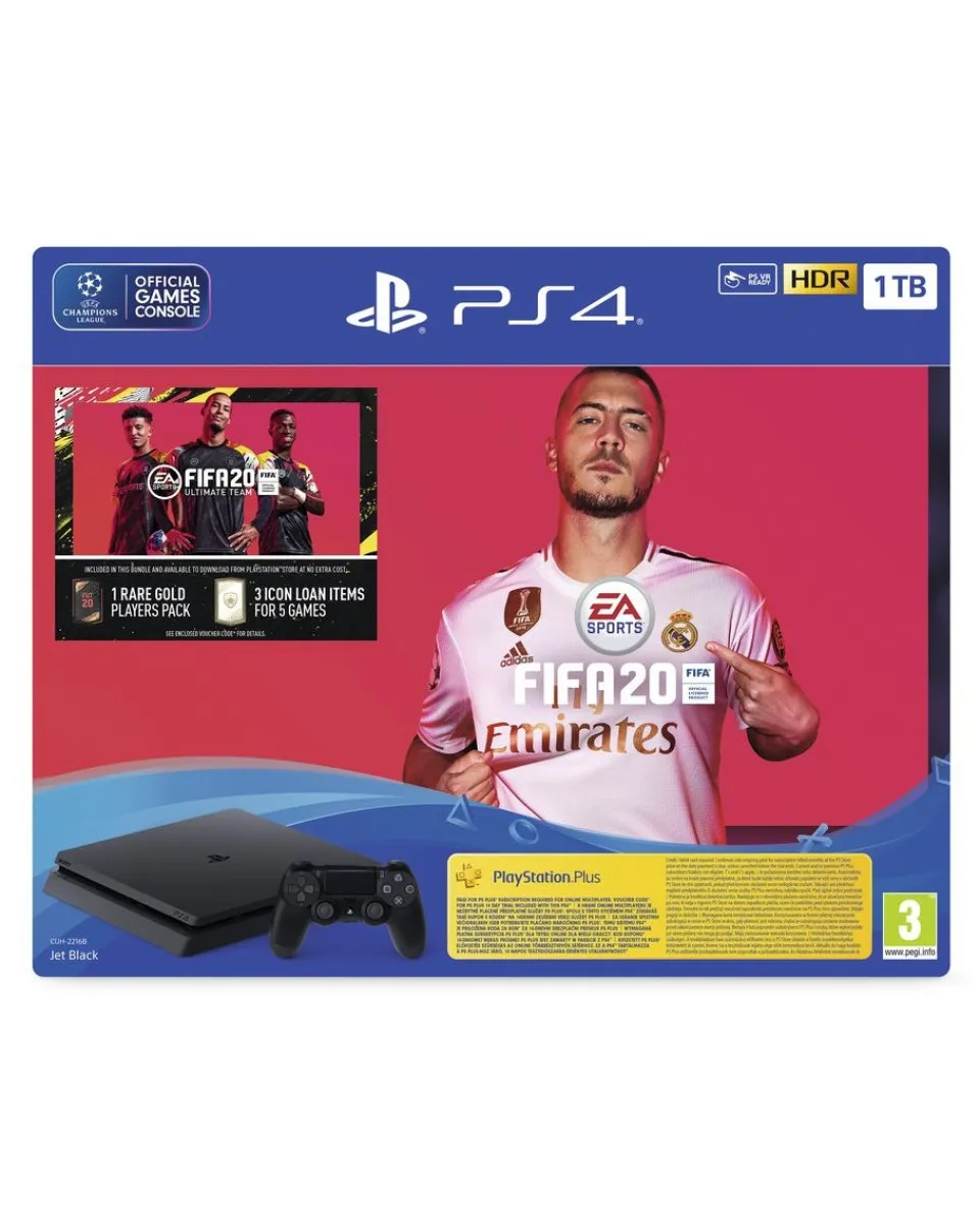 Konzola Playstation 4 1TB Black Slim + FIFA 20 